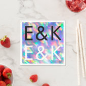 虹色ウルトラモダンモノグラ結婚ム スタンダードカクテルナプキン (インサイチュ)