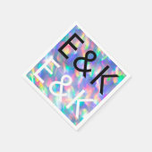 虹色ウルトラモダンモノグラ結婚ム スタンダードカクテルナプキン (角)