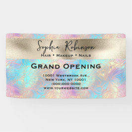 虹色エレガントと真珠箔のビジネスサイン 横断幕