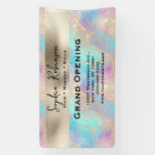 虹色エレガントと真珠箔のビジネスサイン 横断幕 (縦)