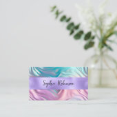 虹色エレガントと紫色の箔の名刺 割引カード (スタンド正面)
