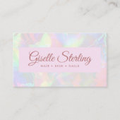 虹色エレガントオパール石バラスクリプトQRコード 名刺 (正面)