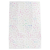 虹色エレガントグリッタードットホワイトデザイン ミディアムペーパーバッグ (裏面)