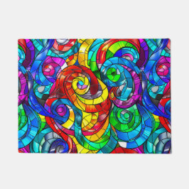 虹色エレガントステンドグラス模様 ドアマット