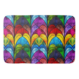虹色エレガントステンドグラス模様 バスマット