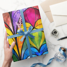 虹色エレガントステンドグラス模様 ラッピングペーパー