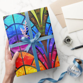 虹色エレガントステンドグラス模様 ラッピングペーパー