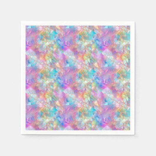 虹色エレガントステンドグラス模様：明るい スタンダードカクテルナプキン (正面)