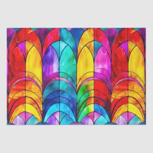 虹色エレガントステンドグラス模様 薄葉紙 (正面)