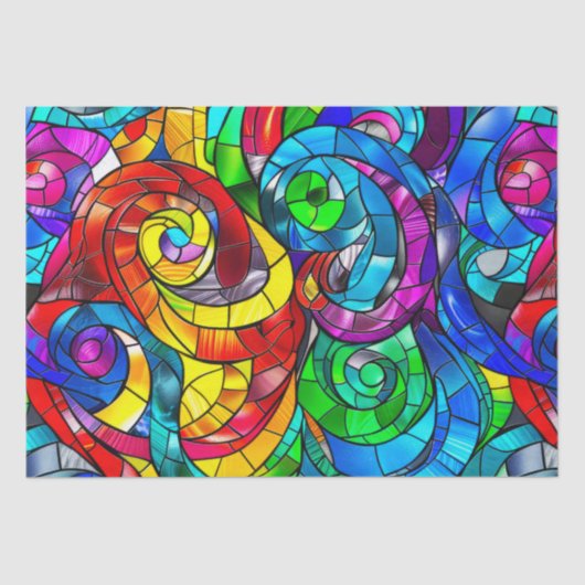 虹色エレガントステンドグラス模様 薄葉紙 (正面)