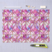 虹色エレガントピンクのステンドガフェイクラス模様 薄葉紙 (クラフト)