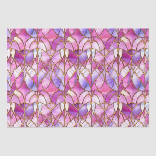 虹色エレガントピンクのステンドガフェイクラス模様 薄葉紙 (正面)