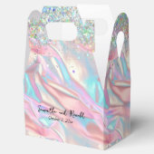 虹色エレガントフェイク箔とグリッター結婚の フェイバーボックス (オープン)