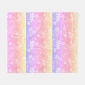 虹色エレガントフローラ抽象芸術パターン フリースブランケット (正面(横))