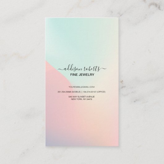 虹色エレガントホログラフィックジュエリー気にブ 名刺 (裏面)