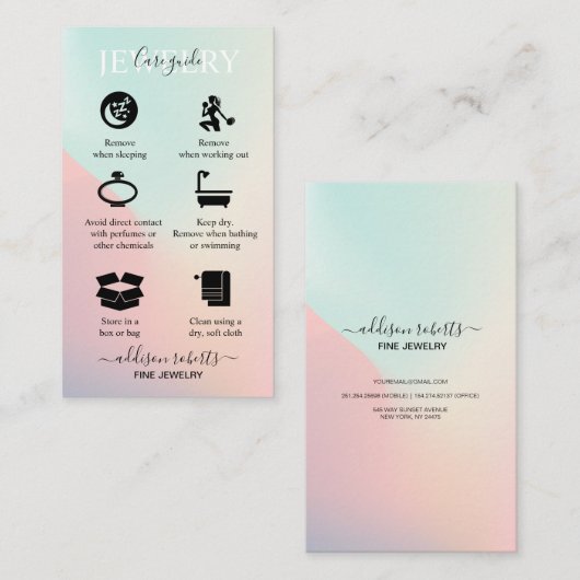 虹色エレガントホログラフィックジュエリー気にブ 名刺 (正面/裏面)