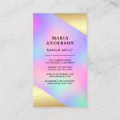虹色エレガントホログラフィックメイクアップアーティスト写真 名刺 (裏面)