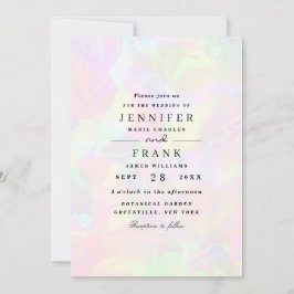 虹色エレガントホログラフィモダンー結婚の 招待状