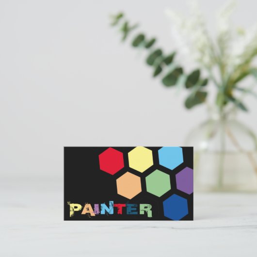 虹色エレガント六角形 名刺 (スタンド正面)