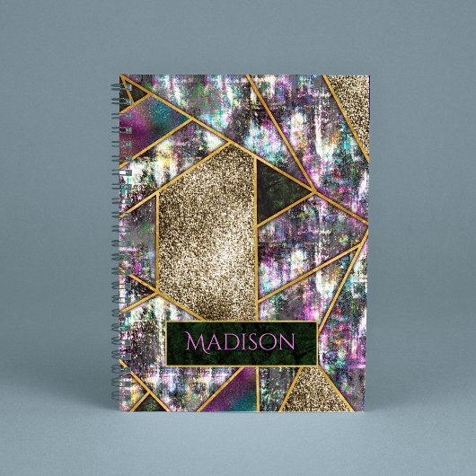 虹色エレガント幾何ガーリースケッチブック ノートブック