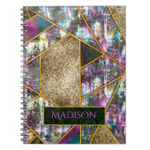 虹色エレガント幾何ガーリースケッチブック ノートブック (正面)