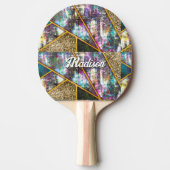 虹色エレガント幾何ガーリー物 卓球ラケット (正面)
