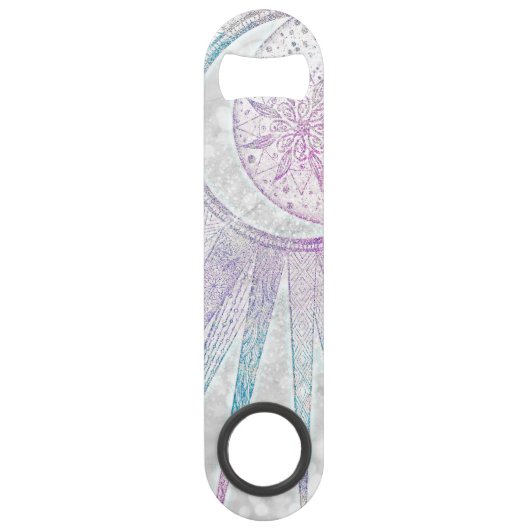 虹色エレガント日月マンダラシルバーデザイン スピード栓抜き (正面)