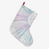 虹色エレガント日月マンダラシルバーデザイン ラージクリスマスストッキング (正面 (吊り時))