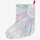 虹色エレガント日月マンダラシルバーデザイン ラージクリスマスストッキング (裏面)