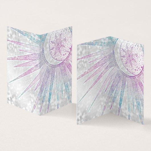 虹色エレガント日月マンダラシルバーデザイン 名刺 (内部&外部)