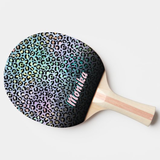 虹色エレガント箔グラムヒョウ3Dモノグラム 卓球ラケット (横)