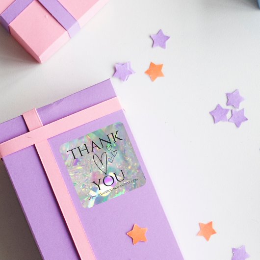 虹色エンジェルTinselありがとうステッカー スクエアシール