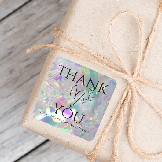 虹色エンジェルTinselありがとうステッカー スクエアシール