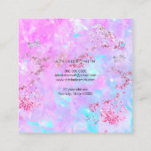 虹色オパールに対する紫フェイク模擬グリッター スクエア名刺 (裏面)