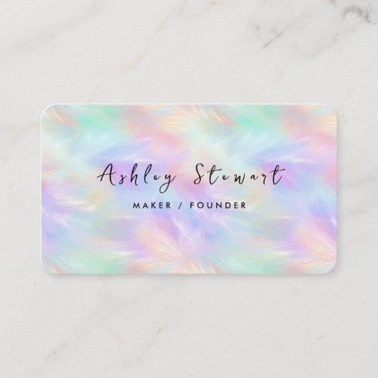 虹色オパールスタイリッシュプロフェッショナルシックQrコード 名刺 (裏面)