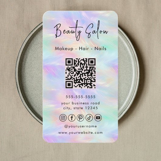 虹色オパールスタイリッシュ美しいサロン名刺 名刺