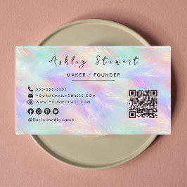 虹色オパールスタイリッシュQrコードプロフェッショナルロゴ 名刺