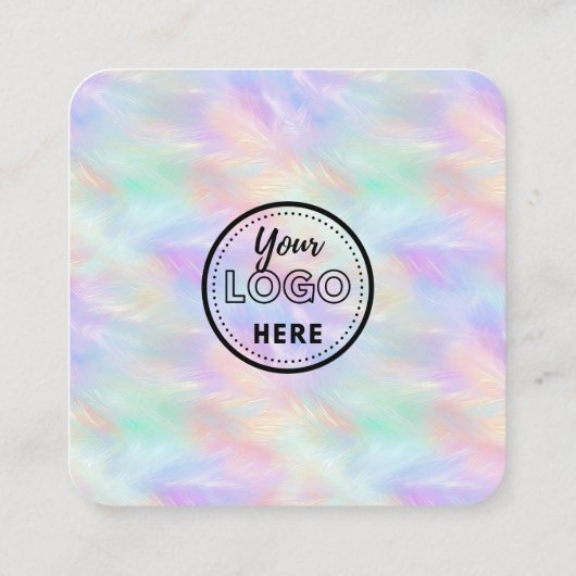 虹色オパールスタイリッシュQRコード離れAレビュー スクエア名刺 (裏面)