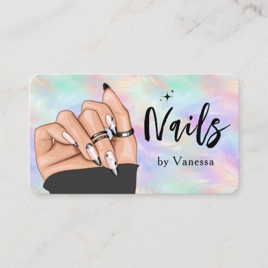 虹色オパールネイルアーティストスタイリッシュ名刺 名刺 (正面)