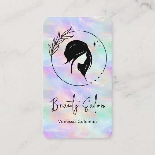 虹色オパール美しいサロンスタイリッシュ名刺 名刺 (正面)