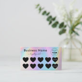 虹色カラフルと黒のハートロゴの追加美しい ロイヤリティカード (スタンド正面)