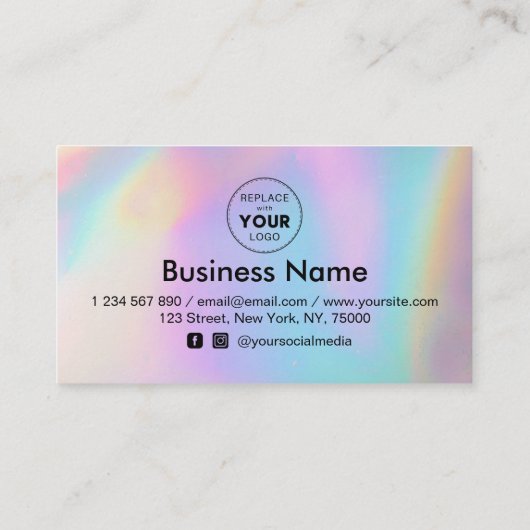 虹色カラフルと黒のハートロゴの追加美しい ロイヤリティカード (裏面)