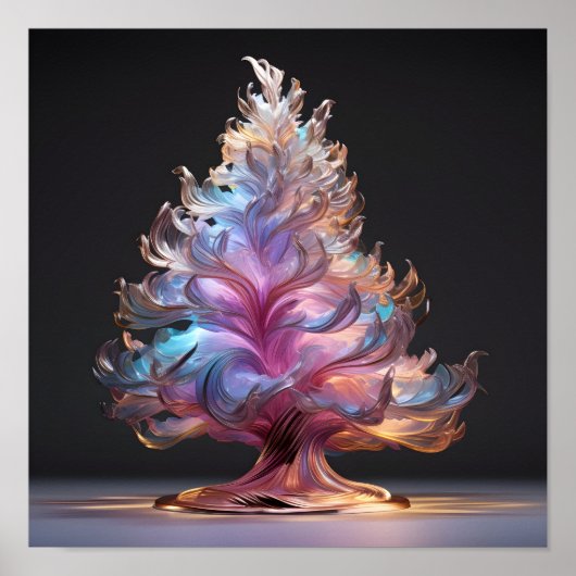 虹色カラフルのクリスマスツリー ポスター (正面)