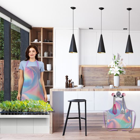 虹色カラフルのバサイケデリックかわいらしブル エプロン