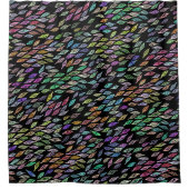 虹色カラフルの葉の羽毛パターン シャワーカーテン (正面)