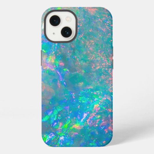 虹色カラフルオパール |抽象芸術電話ケース iPhoneケース (裏面)