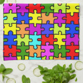 虹色カラフルジグソーパズル キッチンタオル (折り畳み)