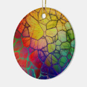 虹色カラフルモザイク – ステンドグラスの外観 セラミックオーナメント (左)