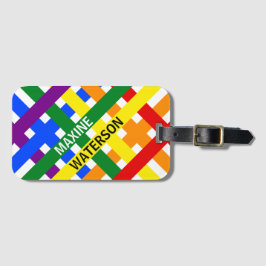 虹色カラフル斜ストライプめ横名 ラゲッジタグ