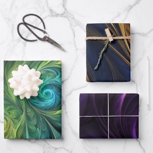 虹色カラフル旋回パターンの包装紙 ラッピングペーパーシート (正面)